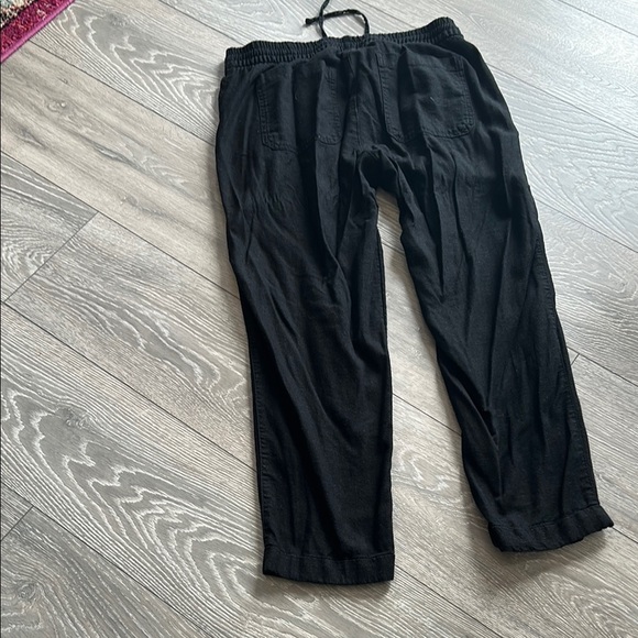 Linen Black Pants Capri Joggers - Picture 7 of 8